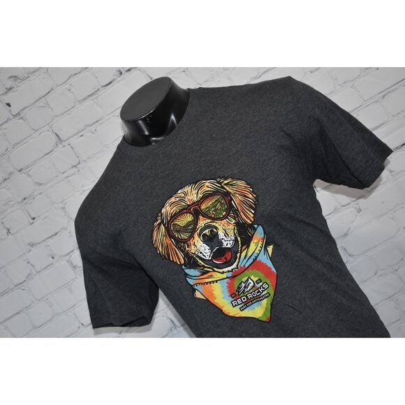 Wild Tribute T-Shirt Men Size Large Red Rocks Concerts Lab Dog Sunglasses Gray - Picture 1 of 8